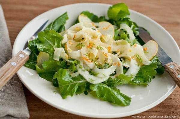 Ensalada de hinojo, naranja y rúcula