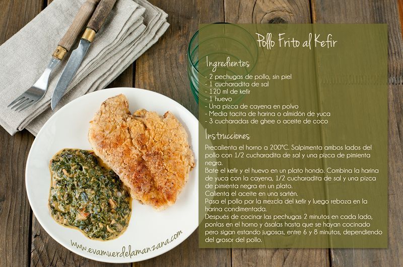 Mini Receta: Pollo Frito al Kefir con Acelgas Rojas a la Crema