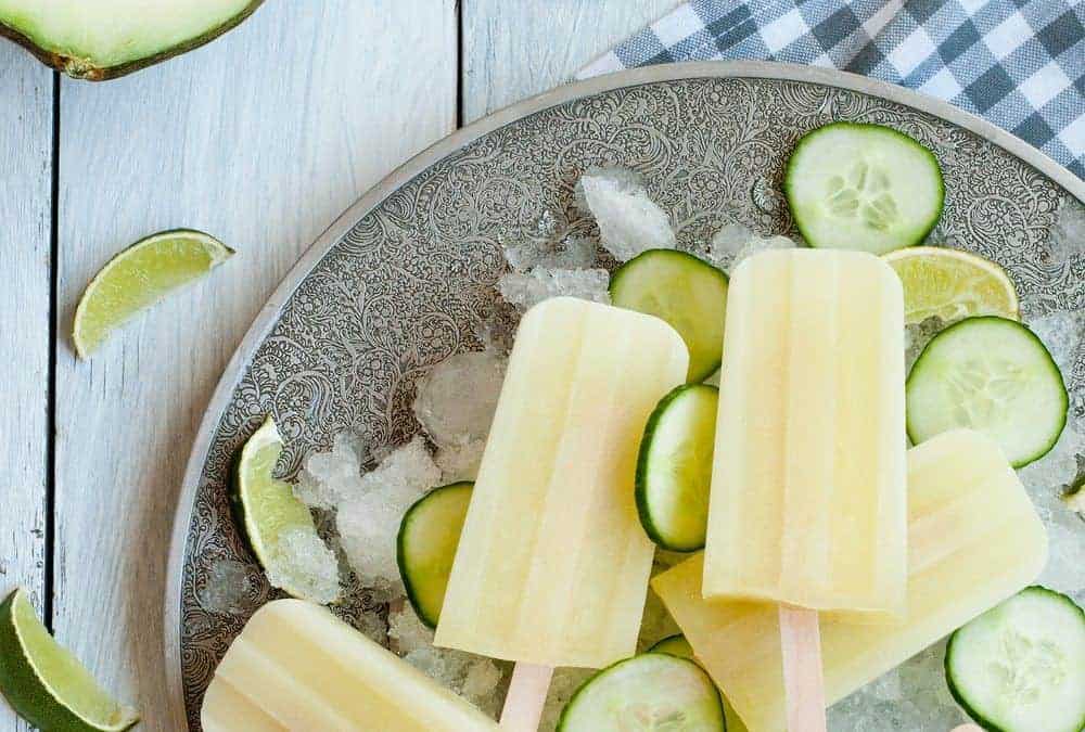 Polos de melón, pepino y lima